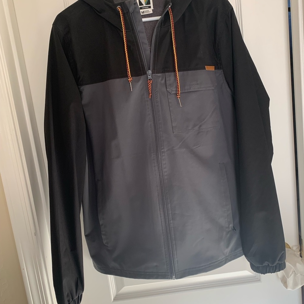 Voyager Medium Men's Black and Gray Hooded Jacket Full Zip